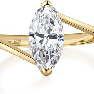 Sterling Silver 2ct Marquise CZ Engagement Ring for Women Size 5-10